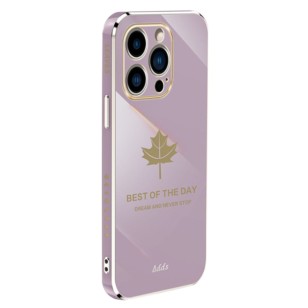 Maple Leaf Electroplated Case for iPhone 14 Pro Max Straight Edge Glossy TPU Phone Cover Maple Leaf Electroplated Case for iPhone 14 Pro Max Straight Edge Glossy TPU Phone Cover